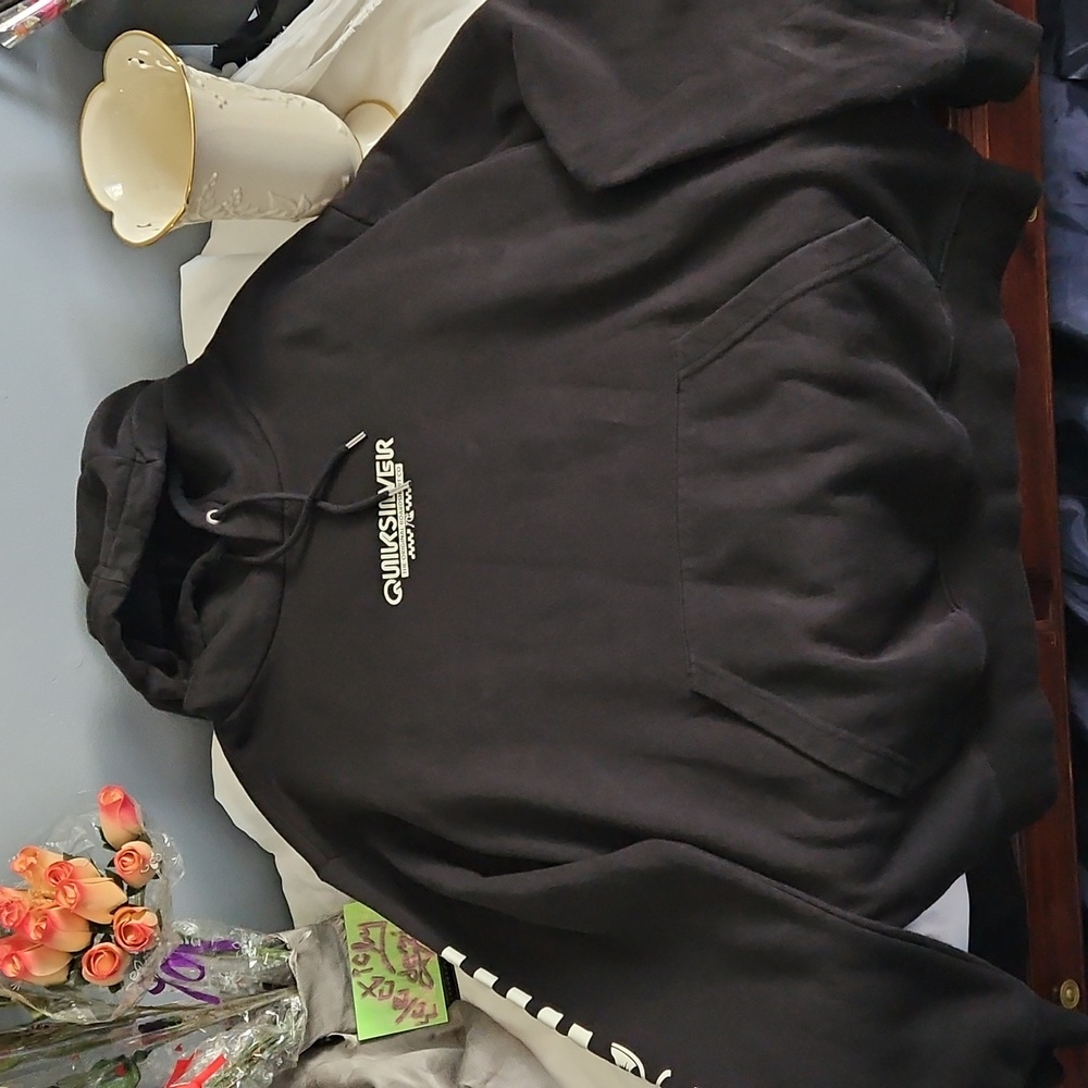 Quiksilver Black Hoodie with White Accents
